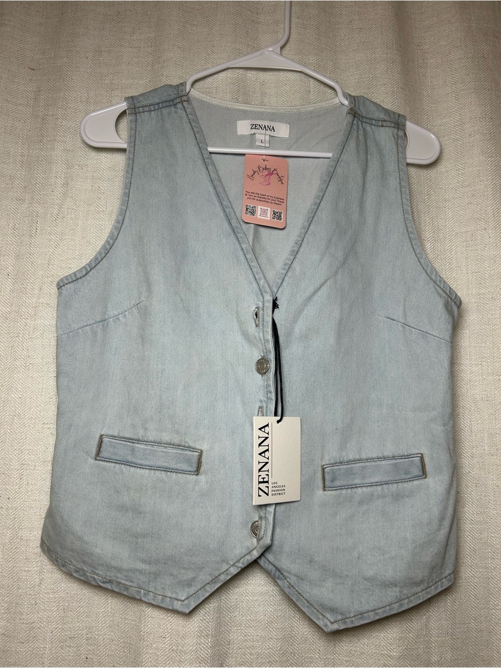 Zenana Outfitters Light Blue Denim Vest